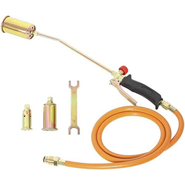 Portable Propane Torch Burner Fire Starter Industrial Heating Torch Ice Melting with 3 Nozzles and Hose
